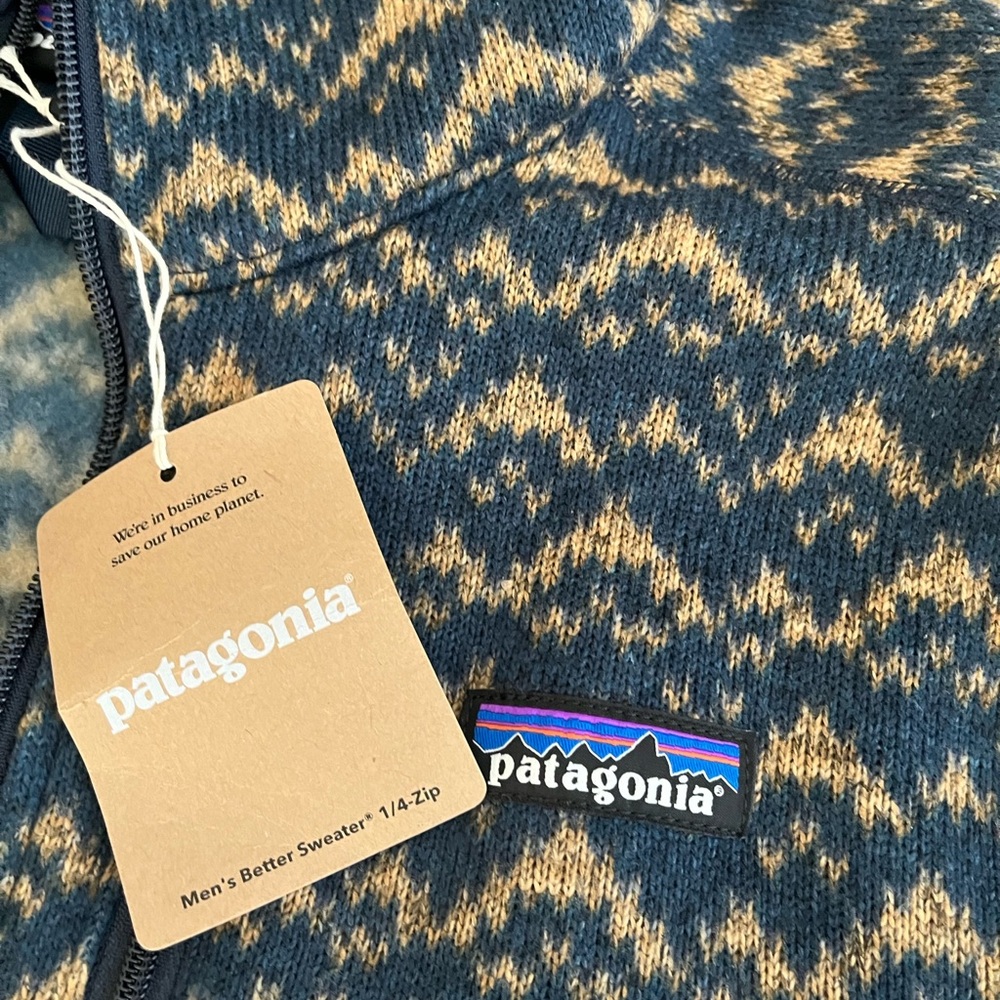 New Men’s Patagonia Better Sweater 1/4 Zip;Size XL; Color-Mountain Peak-New Navy